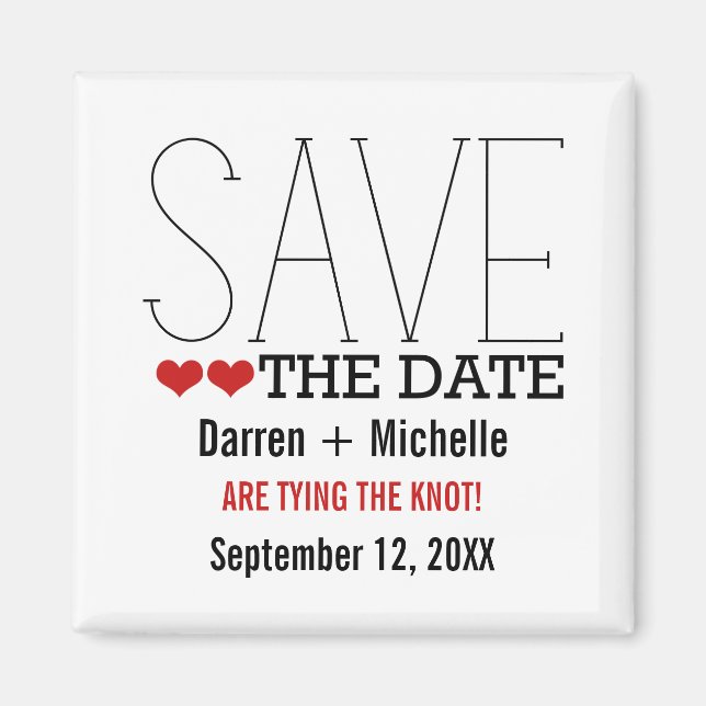 Imã Sassy Typography Save the Date Magnet, Red (Frente)