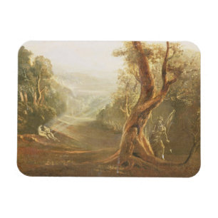 Ímã Satã que contempla Adam e véspera no paraíso, d