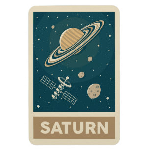 Ímã Satélite Saturn Retro Galaxy