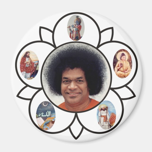 Imã Sathya Sai Baba e Sarva Dharma no Magnet (Frente)