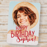 Ímã Saudação de Aniversário da Foto Personalizada e Le<br><div class="desc">A design é moderna e simples. Adicione uma foto personalizada do celebrante de aniversário e adicione seu nome.</div>