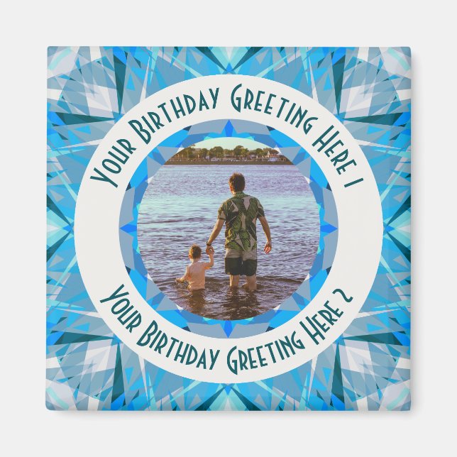 Imã Saudação de Cinza Azul Estrela de Aniversário Pers (Frente)