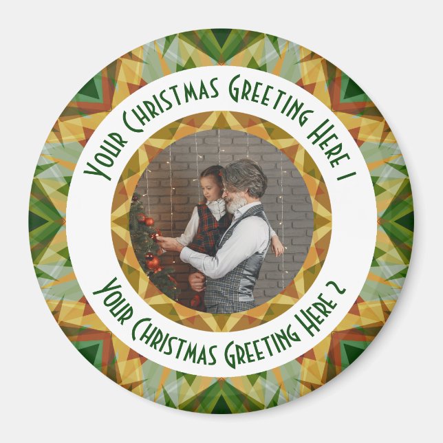 Imã Saudação de Foto Verde da Estrela de Natal Persona (Frente)