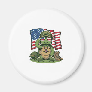 Imã Saudação Patriótica de Tartaruga Vetor Design_1