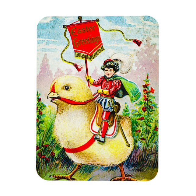 Ímã Saudações à Páscoa Whimsical: Cavaleiro sobre o Pi (Vertical)