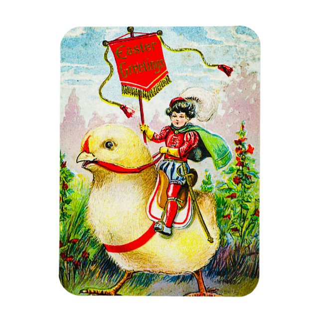 Ímã Saudações à Páscoa Whimsical: Cavaleiro sobre o Pi (Vertical)