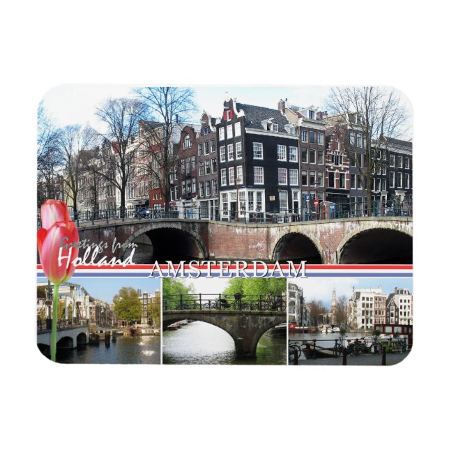 Ímã Saudações da Holanda - Magneta flexível de Amsterd (Horizontal)