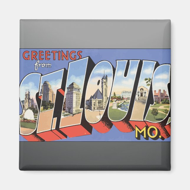 Imã Saudações Da Rua Louis, Mo, Vintage. (Frente)
