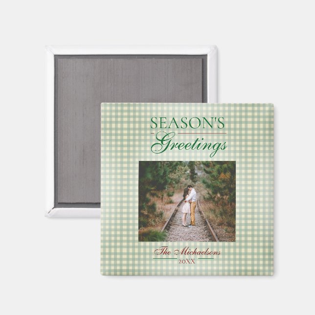 Imã Saudações da temporada Gingham Natal (Front/Back)