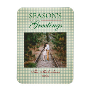 Ímã Saudações da temporada Gingham Natal