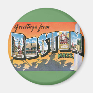 Imã Saudações de Viagem Antigas de Boston Massachusett