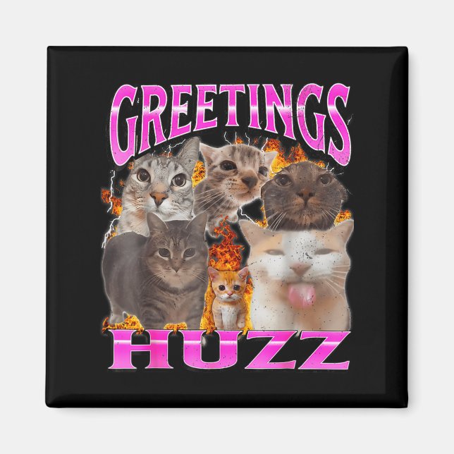 Imã Saudações Huzz Gato Engraçado Meme Bootleg Gráfico (Frente)
