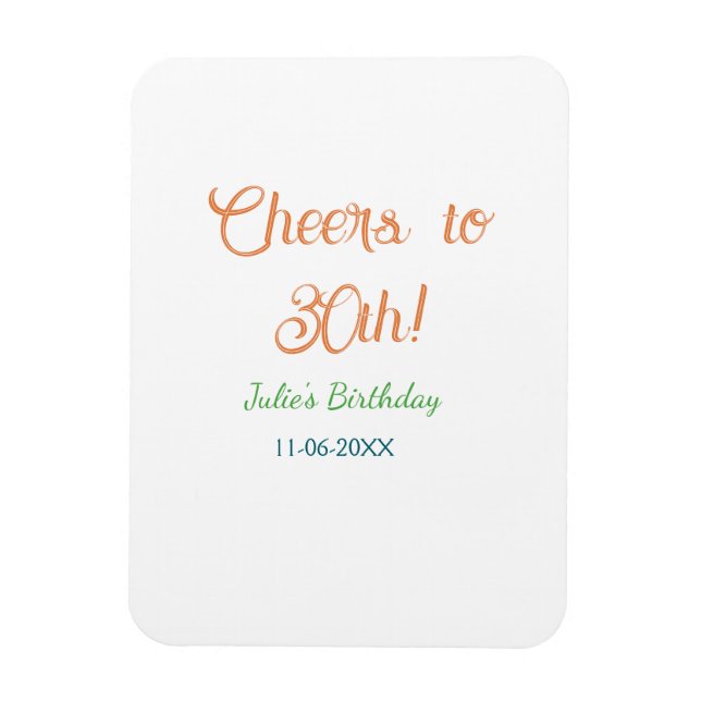 Ímã Saudações para o 30º aniversário nome data laranja (Vertical)