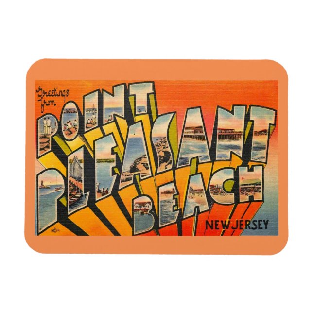 Ímã Saudações, Peter. Pleasant Beach, New Jersey Vinta (Horizontal)