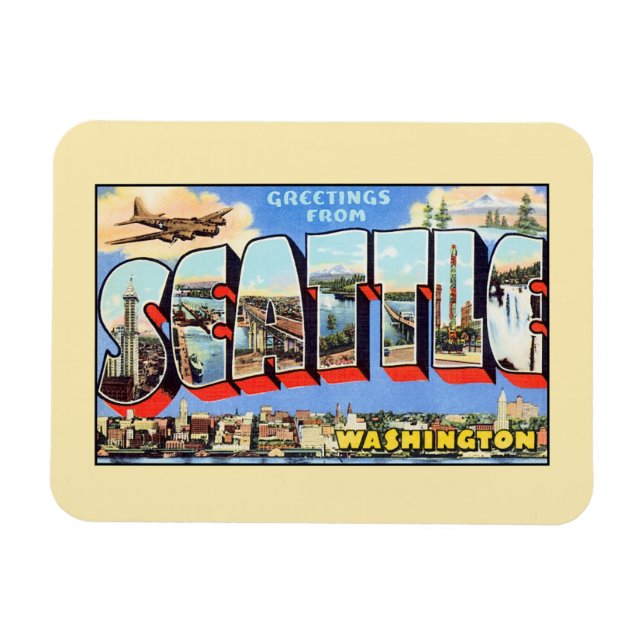 Ímã Saudações vindas de Seattle Washington (Horizontal)