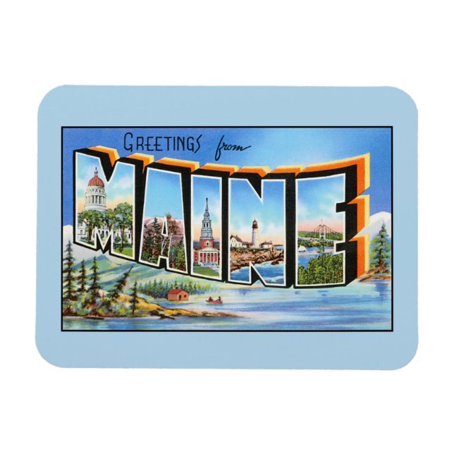 Ímã Saudações Vintage do Maine (Horizontal)