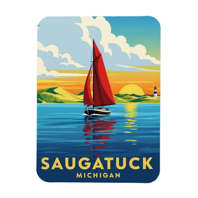 Ímã Saugatuck Sailboat Michigan Viagem (Vertical)