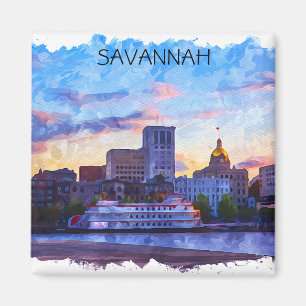 Imã Savannah Georgia Skyline Riverfront