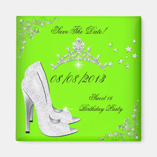 Imã Save The Date Lime Saltos Alto Sapato Tiara