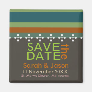 Imã Save the Date Modern Earth Stripes Magnet