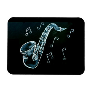 Ímã Saxofone E Notas Musicais