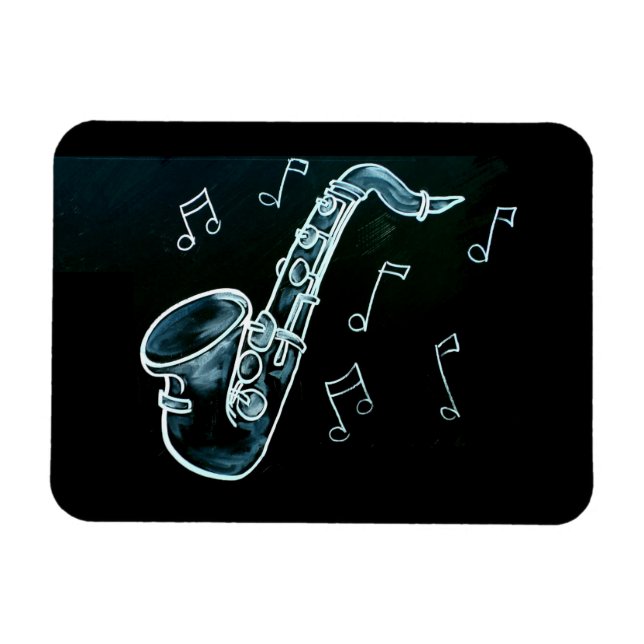 Ímã Saxofone E Notas Musicais (Horizontal)