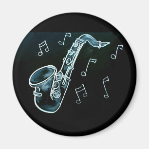 Imã Saxofone E Notas Musicais