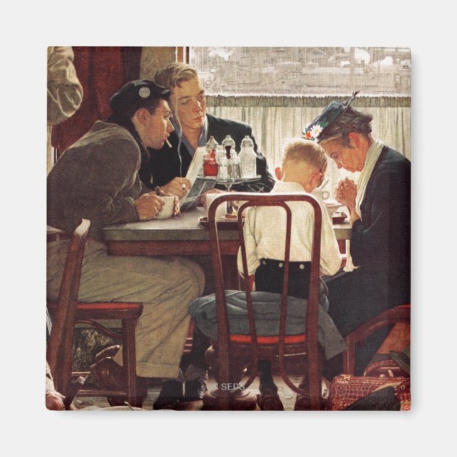 Imã Say Grace por Norman Rockwell (Frente)