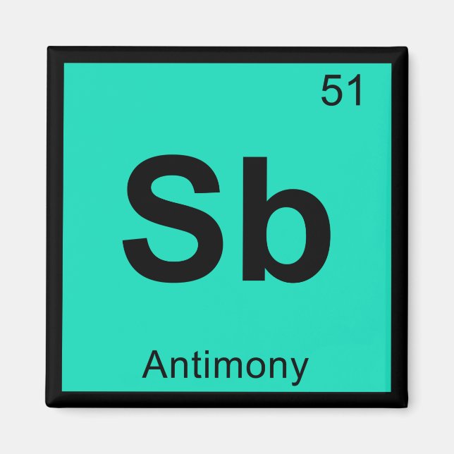 Imã Sb - Símbolo de Mesa periódica de Química Antimoni (Frente)