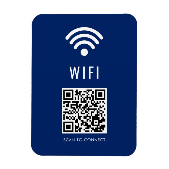 Ímã Scan to Connect Navy WiFi Magnet with QR Code (Vertical)