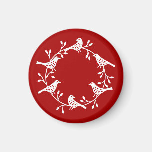 Imã Scandi Wreath of Birds and Rosehips Magnet