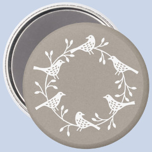Imã Scandi Wreath of Birds and Rosehips Magnet
