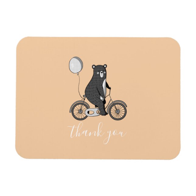Ímã Scandinavian Bear on Bike Minimalist Thank You (Horizontal)