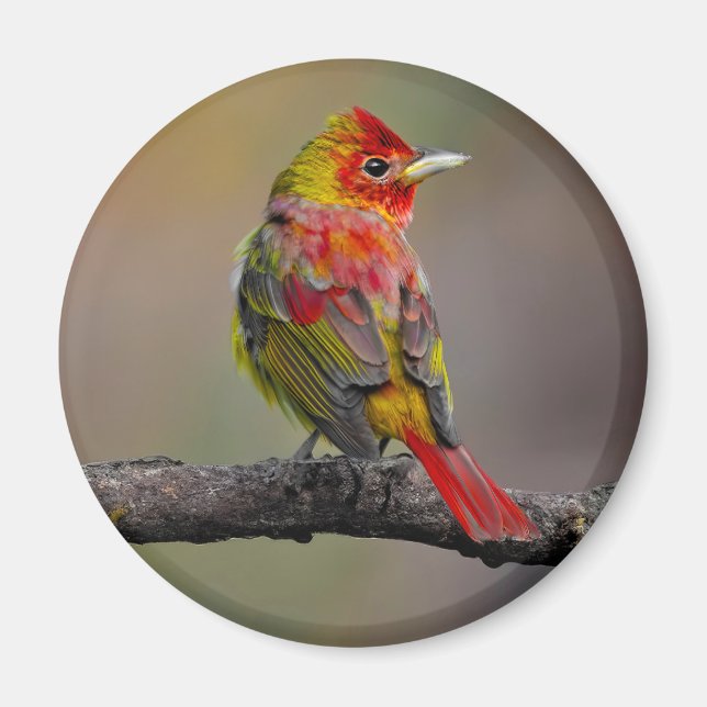 Imã Scarlet Tanager Molting - Fotografia original (Frente)