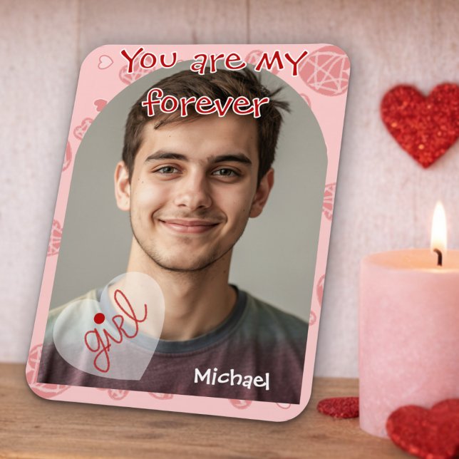 Ímã Scattered Red Hearts Valentine Card (Add your own photo, change the message, and make it yours. )