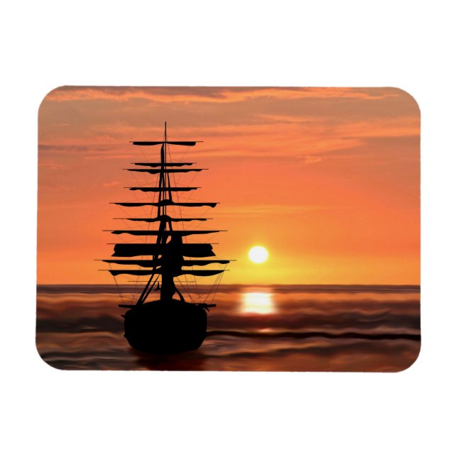 Ímã Schiff bei Sonnenuntergang Magnet (Horizontal)