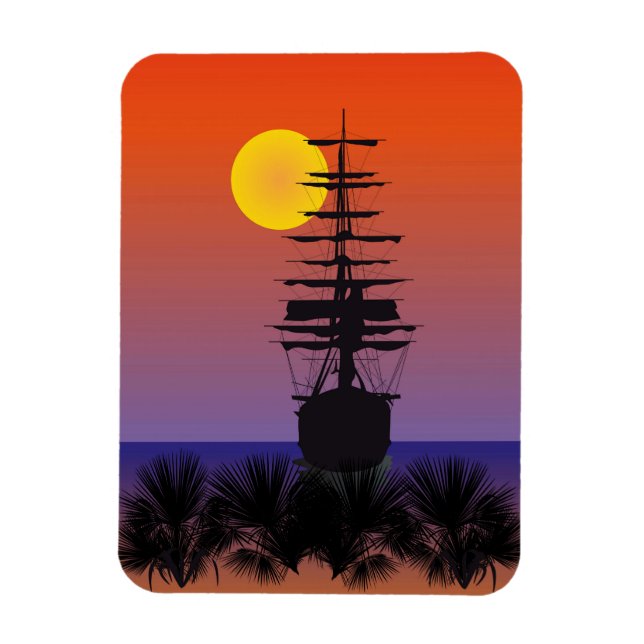 Ímã Schiff bei Sonnenuntergang Magnet (Vertical)