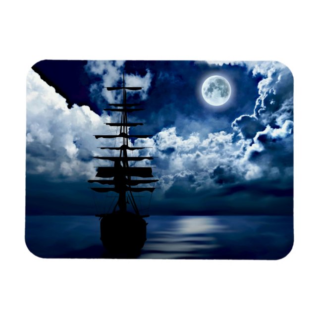 Ímã Schiff bei Vollmond Magnet (Horizontal)