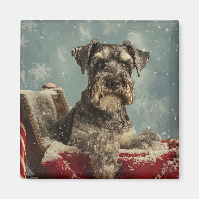 Imã Schnauzer Cachorro Natal Festivo (Frente)