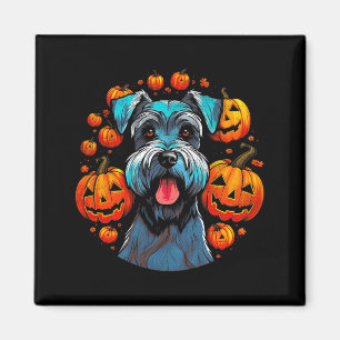 Imã Schnauzer de Halloween Preto Premium Tri-Blend