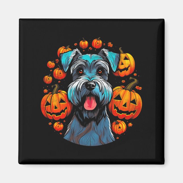 Imã Schnauzer de Halloween Preto Premium Tri-Blend (Frente)