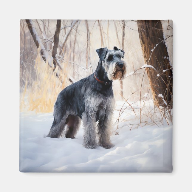 Imã Schnauzer Deixe Nevar Natal (Frente)