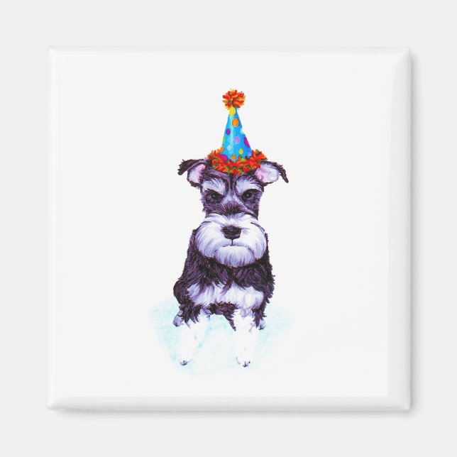 Imã Schnauzer Dog Birthday (Frente)