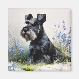 Imã Schnauzer em Aquarela