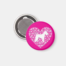 Imã Schnauzer Silhouette Heart Paws Print - Dog Lover