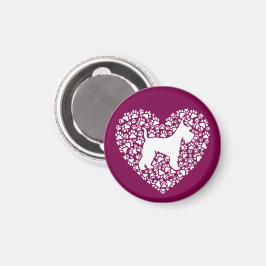 Imã Schnauzer Silhouette Heart Paws Print - Dog Lover