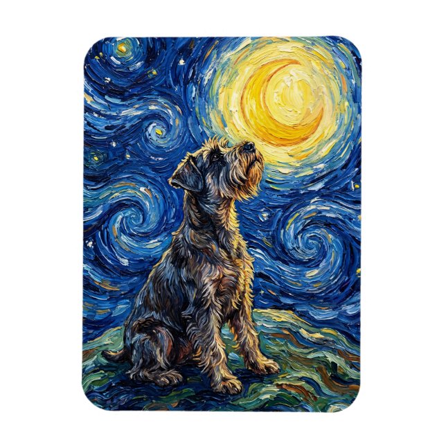 Ímã Schnauzer Starry Night Painting Flexible (Vertical)