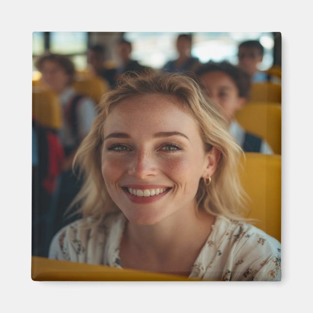 Imã School Bus Driver Photo Customize (Frente)