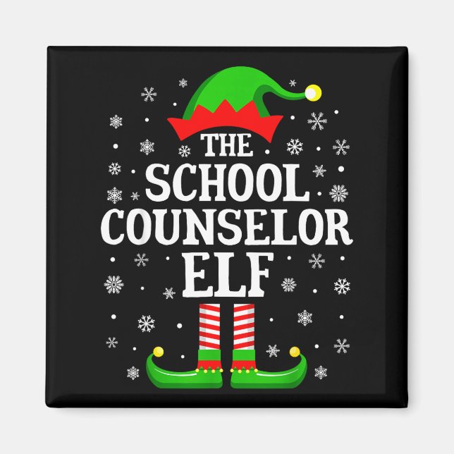 Imã School Counselor Elf Funny Christmas Family Matchi (Frente)