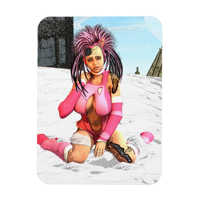 Ímã Sci Fi Female Cyborg (Vertical)